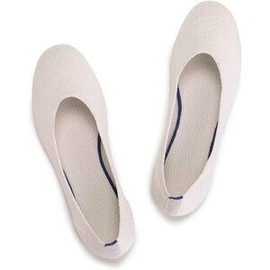 Frank Mully Women’s Cream Knit Fabric Round Toe Slip On Ballet Flat Shoes